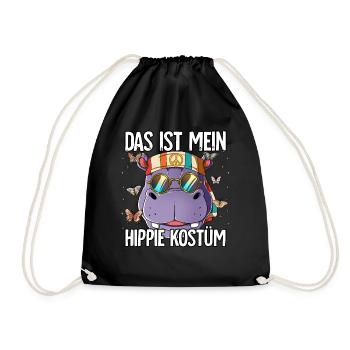 Das Ist Mein Hippie Kostüm 60er 70er Jahre Kostüm - Turnbeutel - Schwarz - Vorne