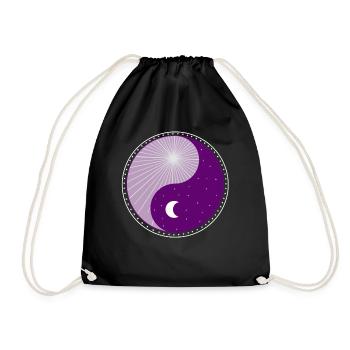 Yin Yang - Day Night - Graphics - Sun - Moon - Drawstring Bag - black - Front