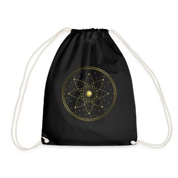 Sterne - Sonne - Kreise - Grafik - Geometrie - Turnbeutel - Schwarz - Vorne