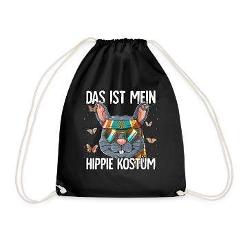Das Ist Mein Hippie Kostüm 60er 70er Jahre Kostüm - Turnbeutel - Schwarz - Vorne