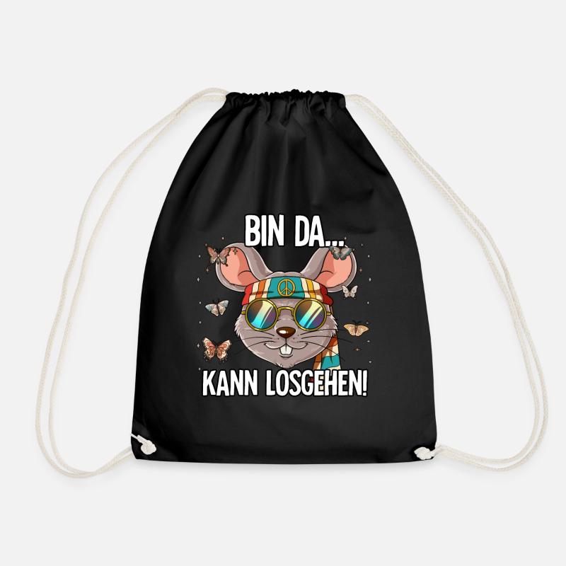 Bin Da Kann Losgehen Hippie Goa Rave - Turnbeutel - Schwarz