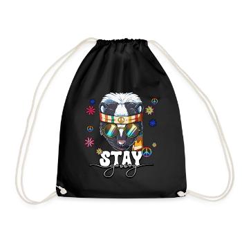 60s 70s Costume Stay Groovy Hippie - Drawstring Bag - black - Front