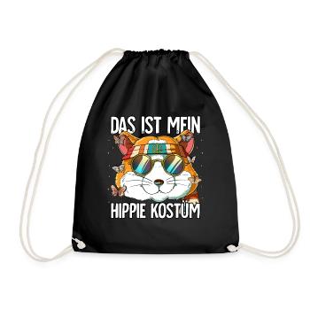 Das Ist Mein Hippie Kostüm 60er 70er Jahre Kostüm - Turnbeutel - Schwarz - Vorne