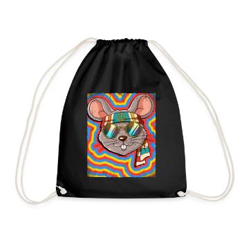 Hippie Mouse Psychedelic Trippy - Drawstring Bag - black - Front