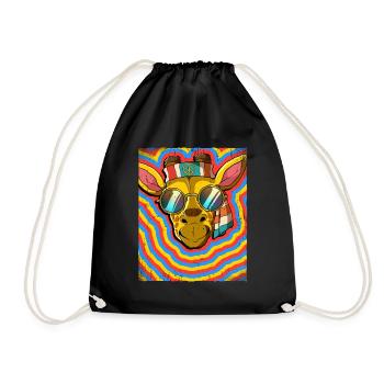 Hippie Giraffe Psychedelic Trippy - Drawstring Bag - black - Front