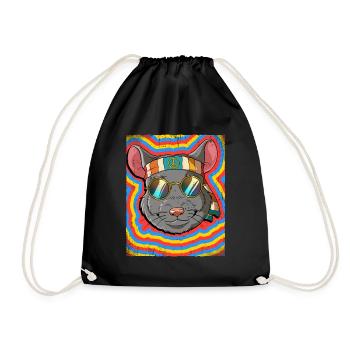 Hippie Chinchilla Psychedelic Trippy - Drawstring Bag - black - Front