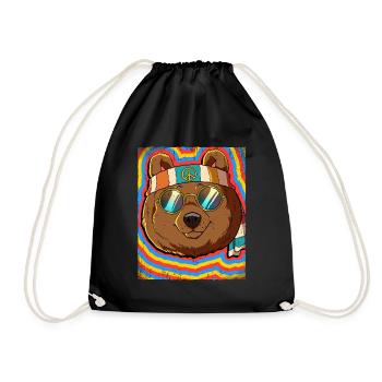 Hippie Bear Psychedelic Trippy - Drawstring Bag - black - Front