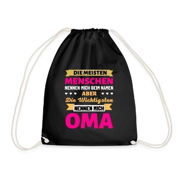 Oma Geschenk zum Geburtstag - Omi ist die beste - Turnbeutel - Schwarz - Vorne