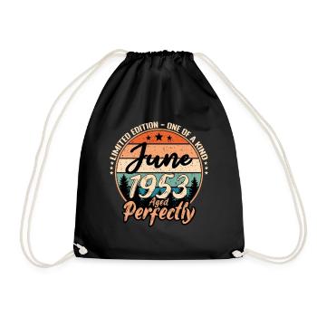 June 1953 anniversary 1953 legends June - Drawstring Bag - black - Front