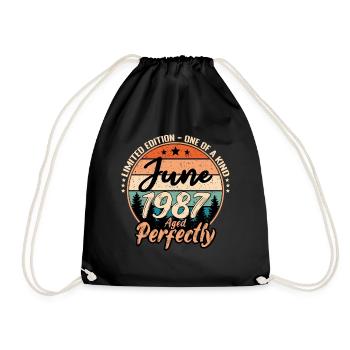June 1987 anniversary 1987 legends June - Drawstring Bag - black - Front