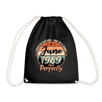 June 1989 anniversary 1989 legends June - Drawstring Bag - black - Front