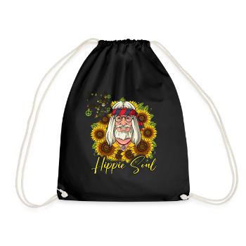 60s 70s Costume Hippie Soul - Drawstring Bag - black - Front