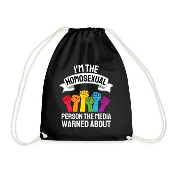 Regenbogen Faust Gay Pride Lustiges Geschenk LGBT - Turnbeutel - Schwarz - Vorne