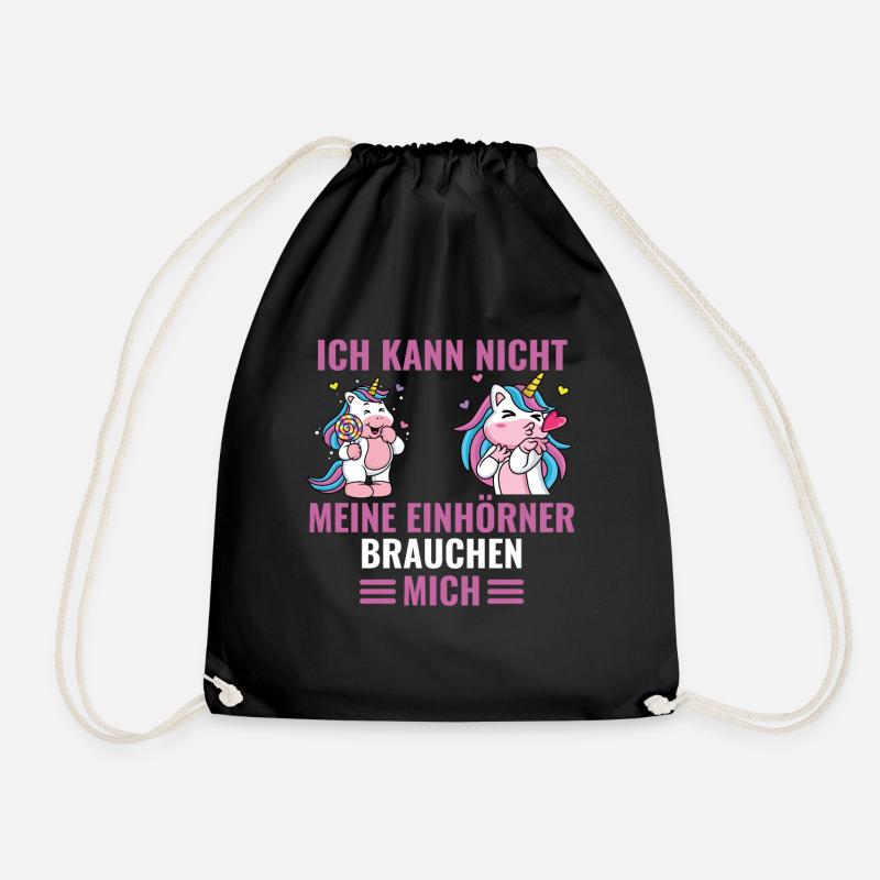 Meine Einhörner brauchen mich Lustiges Einhorn - Turnbeutel - Schwarz