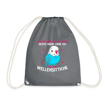 desto mehr liebe ich Wellensittiche - Turnbeutel - Grau - Vorne