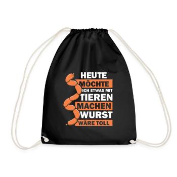 Heute möchte ich etwas mit tieren machen - Turnbeutel - Schwarz - Vorne