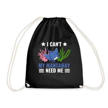 Ich kann nicht Lustiges Geschenk Ozean Mantarochen - Turnbeutel - Schwarz - Vorne