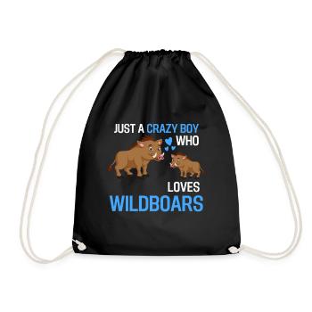 Only a crazy boy who loves wild boars - Drawstring Bag - black - Front