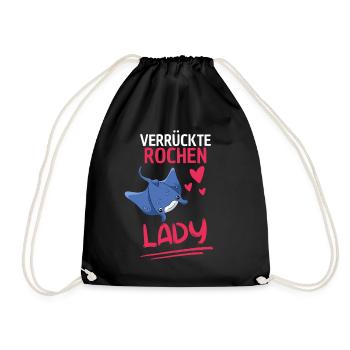 Rochen Lady Frauen Ozean Tier Geschenk Mantarochen - Turnbeutel - Schwarz - Vorne