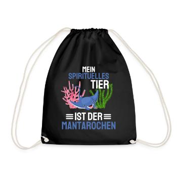 Mantarochen Tier Lustiges Geschenk Stachelrochen - Turnbeutel - Schwarz - Vorne