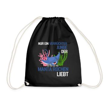 Meerestier Ozean Tier Jungen Geschenk Mantarochen - Turnbeutel - Schwarz - Vorne
