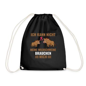 Tierliebhaber Wald Tier Geschenk Wildschwein - Turnbeutel - Schwarz - Vorne