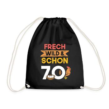 Geschenk 70 Jahre Geburtstag Huhn Hühner - Turnbeutel - Schwarz - Vorne