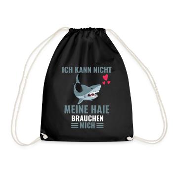 Raubtier Tierliebhaber Ozean Tier Geschenk Hai - Turnbeutel - Schwarz - Vorne