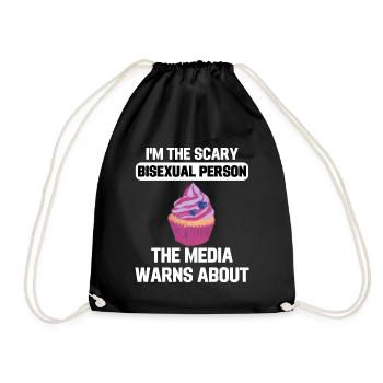 Bi Pride Muffin LGBT Funny Gift Bisexual - Drawstring Bag - black - Front