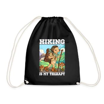 Hiking Is My Therapy Wandern - Drawstring Bag - black - Front