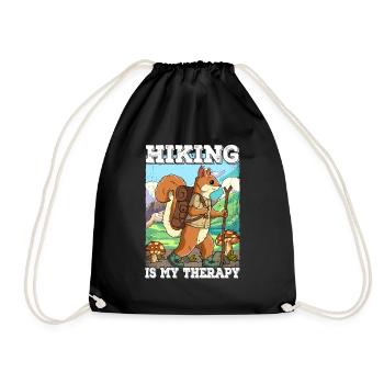 Hiking Is My Therapy Wandern - Drawstring Bag - black - Front
