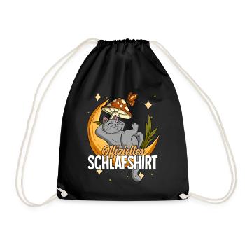 Offizielles Schlafshirt Katze Mond - Turnbeutel - Schwarz - Vorne