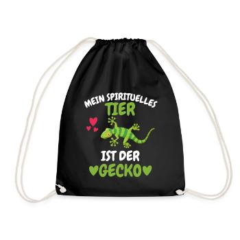 Mein spirituelles Tier Geschenk Lustiges Gecko - Turnbeutel - Schwarz - Vorne