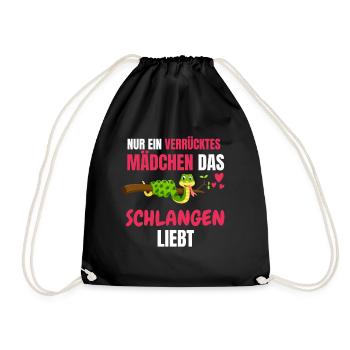 Schlangen Mädchen Zoo Tier Geschenk Schlange - Turnbeutel - Schwarz - Vorne