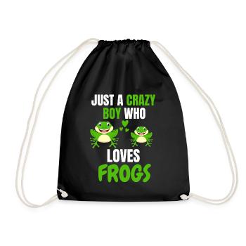 Animal Lovers Boy Toad Animal Gift Frog - Drawstring Bag - black - Front