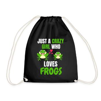 Animal Lovers Girl Toad Animal Gift Frog - Drawstring Bag - black - Front