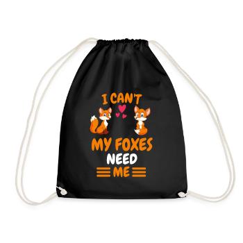 Ich kann nicht Wald Tier Lustiges Geschenk Fuchs - Turnbeutel - Schwarz - Vorne