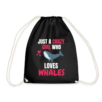 Crazy Girl Animal Drôle Cadeau Baleine - Sac de sport léger - noir - Devant
