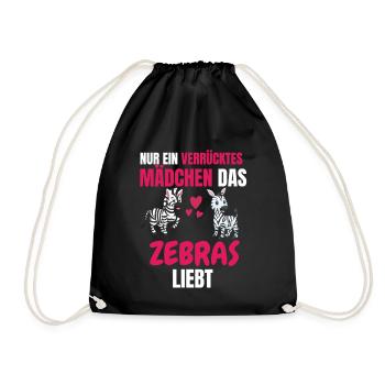 Tierliebhaber Mädchen Lustiges Geschenk Zebra - Turnbeutel - Schwarz - Vorne