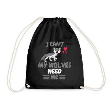 I can't forest animal Funny gift wolf - Drawstring Bag - black - Front