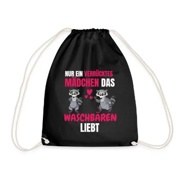 Trash Panda Mädchen Lustiges Geschenk Waschbär - Turnbeutel - Schwarz - Vorne