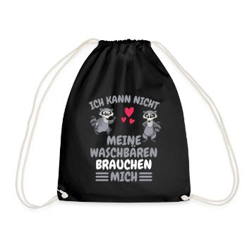 Trash Panda Tier Lustiges Geschenk Waschbär - Turnbeutel - Schwarz - Vorne