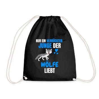 Wald Tierliebhaber Jungs Lustiges Geschenk Wolf - Turnbeutel - Schwarz - Vorne