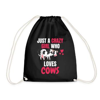 Crazy Girl Farmer Animal Gift Cow - Sac de sport léger - noir - Devant