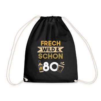 Geschenk 80 Jahre Geburtstag Whiskey - Turnbeutel - Schwarz - Vorne