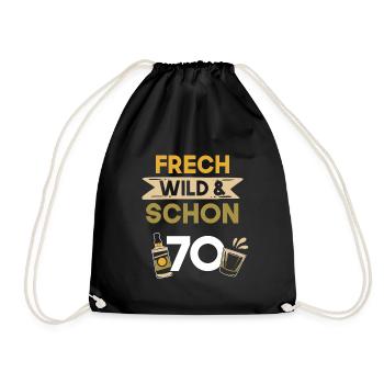 Geschenk 70 Jahre Geburtstag Whiskey - Turnbeutel - Schwarz - Vorne
