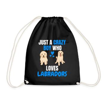 Verrückter Junge Hunde Lustiges Geschenk Labrador - Turnbeutel - Schwarz - Vorne
