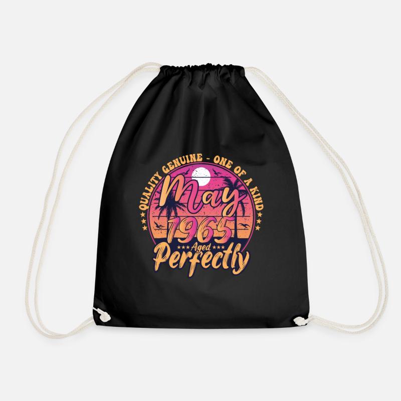May 1965 anniversary 1965 Retro 1965 May - Drawstring Bag - black