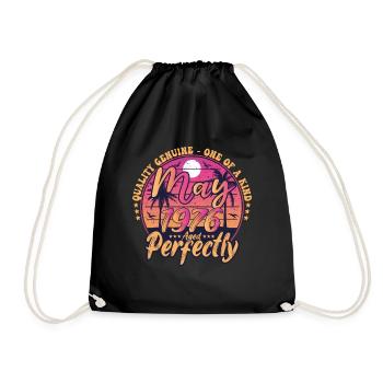 May 1976 anniversary 1976 Retro 1976 May - Drawstring Bag - black - Front