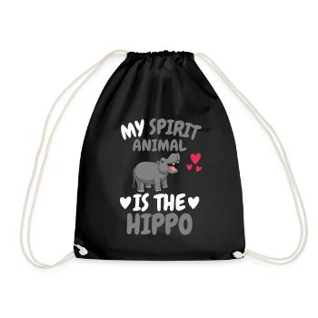 My Spiritual Animal Gift Hippo Hippo - Drawstring Bag - black - Front